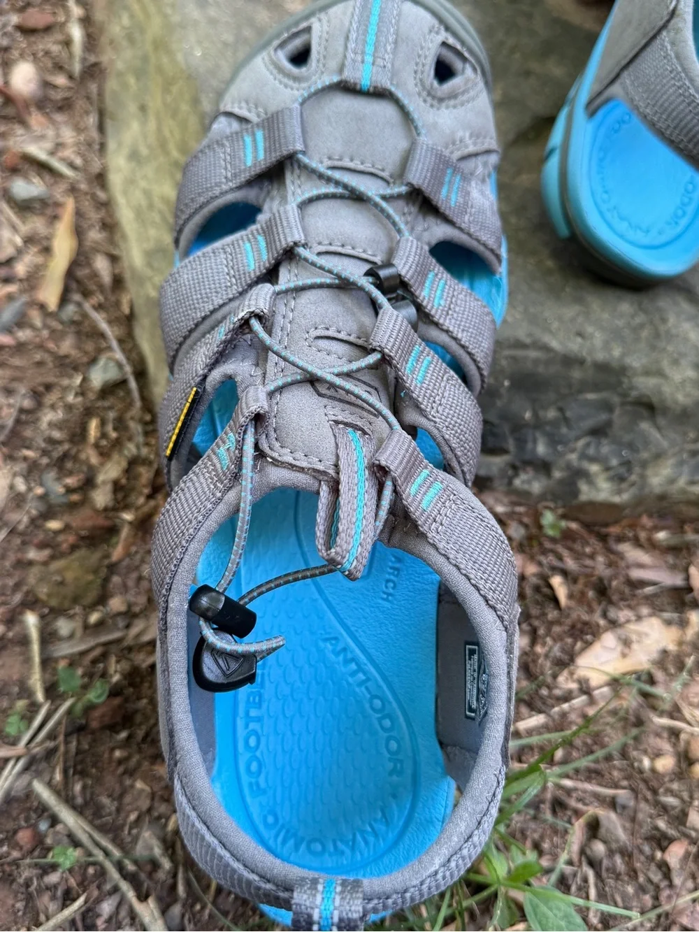 Keen Gray with Blue Sport Hiking Sandals. Sz 39 or 8.5. Preowned.